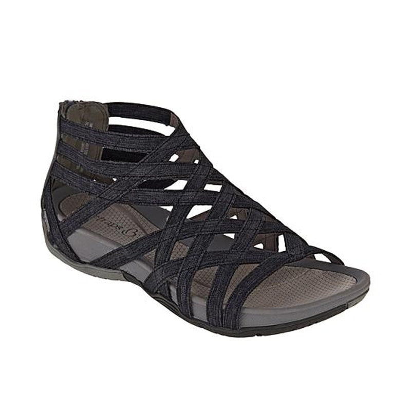 Comfortable Strappy Flat Sandals with Memory Foam Insole and Back Zip