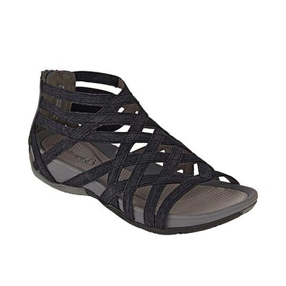 Comfortable Strappy Flat Sandals with Memory Foam Insole and Back Zip
