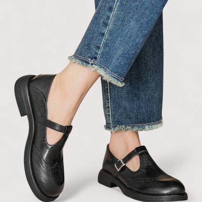Women's Brogue Mary Jane Comfort Shoes with Ankle Strap