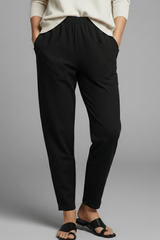 Tapered Ankle-Length Pants with Elastic Waist and Large Patch Pockets