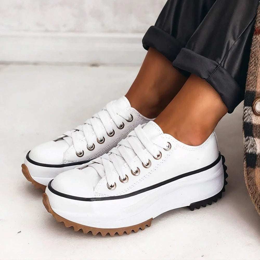 Women's Platform Lace-Up Comfort Sneakers with Chunky Tread Sole