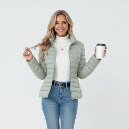 Isabella Moreau Women's Lightweight Quilted Denim Jacket in Polyester