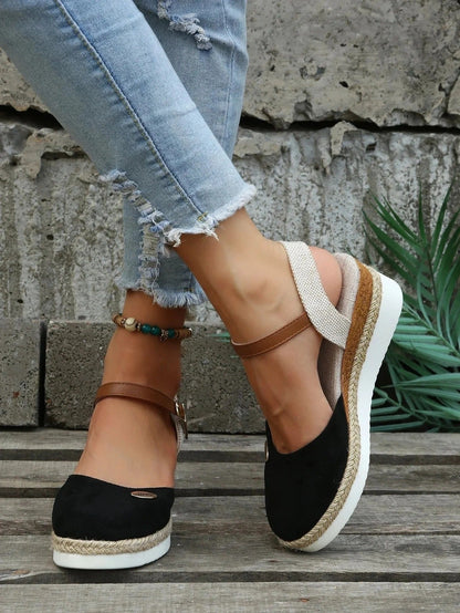 Women's Espadrille Wedge Sandals with Cushioned Footbed