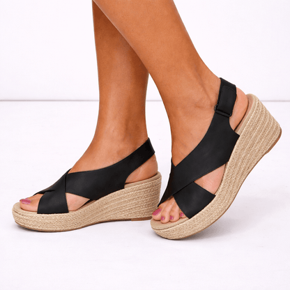 Women's Orthopedic Espadrille Wedge Sandals with Cushioned Footbed