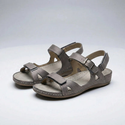 Orthopedic Walking Sandals with Adjustable Straps and Low Wedge Sole