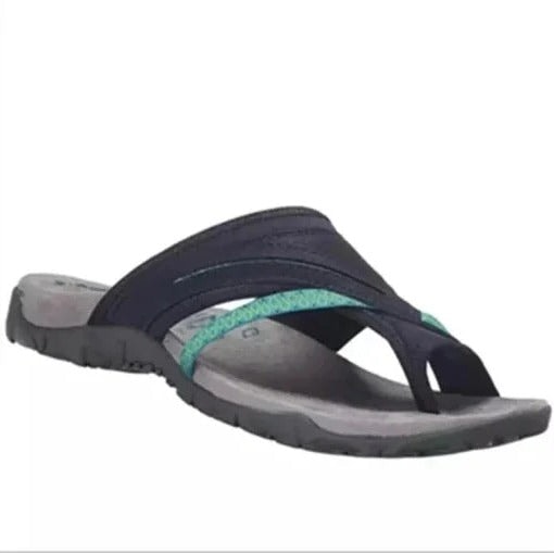Comfortable Cross-Strap Toe-Loop Slide Sandals with Cushioned Footbed