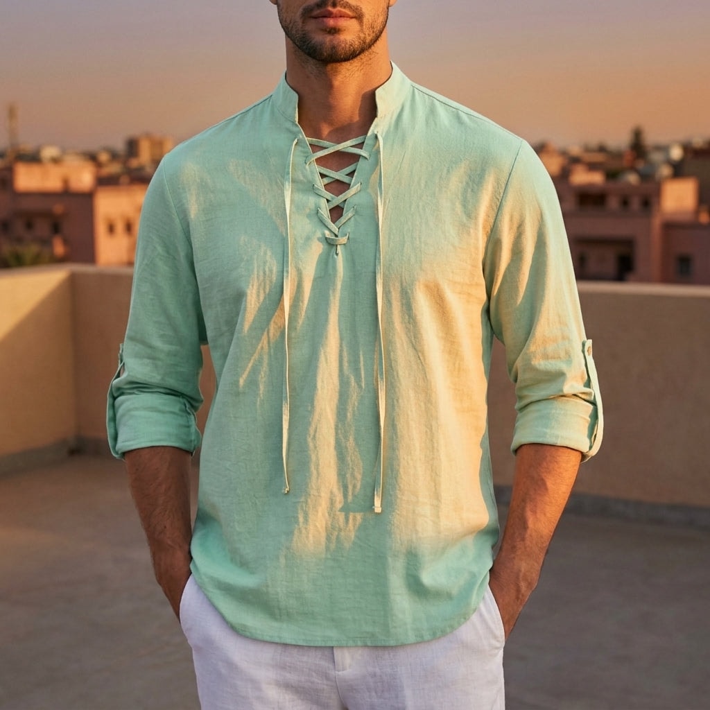 Azmirelle Lace-Up Renaissance Shirt for Men