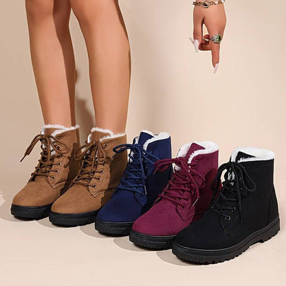Fur Lined Lace-Up Winter Ankle Shoes with Warm Comfort Fit