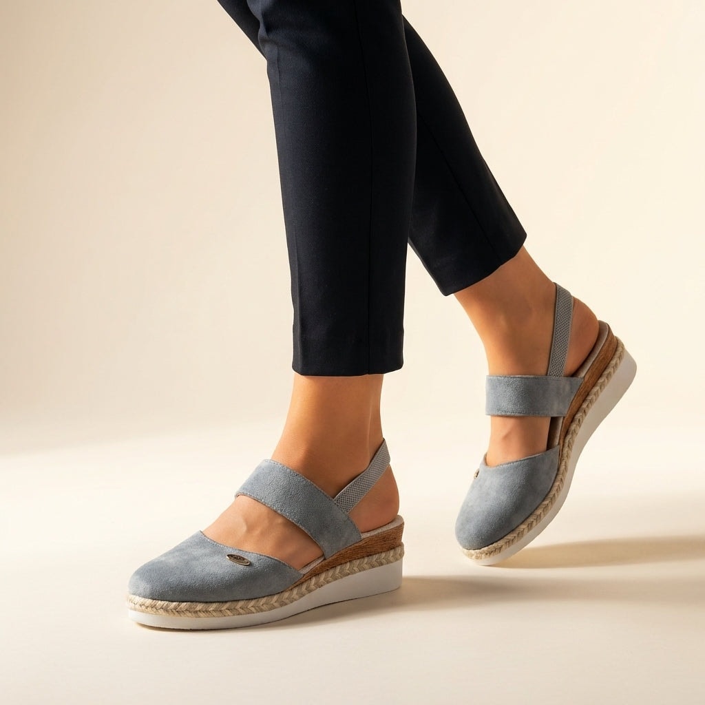 Women's Cushioned Espadrille Wedge Sandals with Slingback Strap