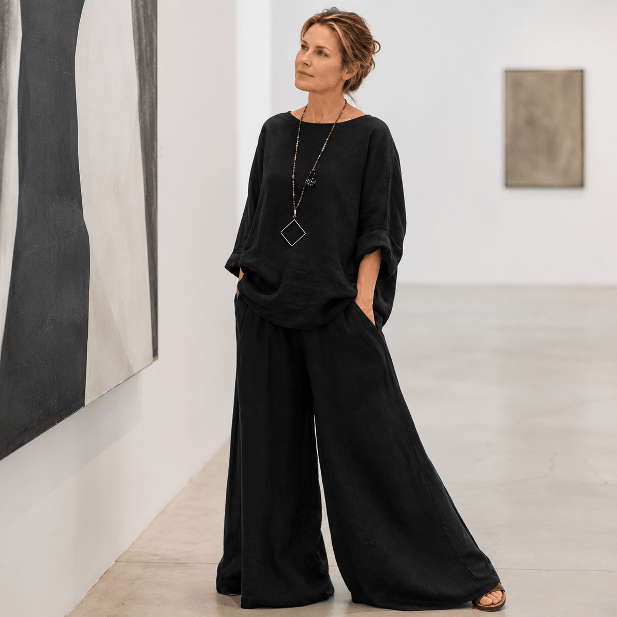 Lunavia Oversized Cotton-Linen Co-Ord Set with Wide-Leg Pants