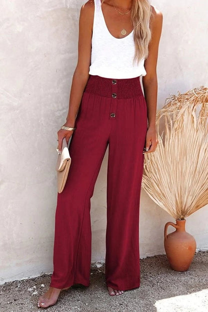 Sharon High-Waisted Linen Wide-Leg Tailored Pants for Women