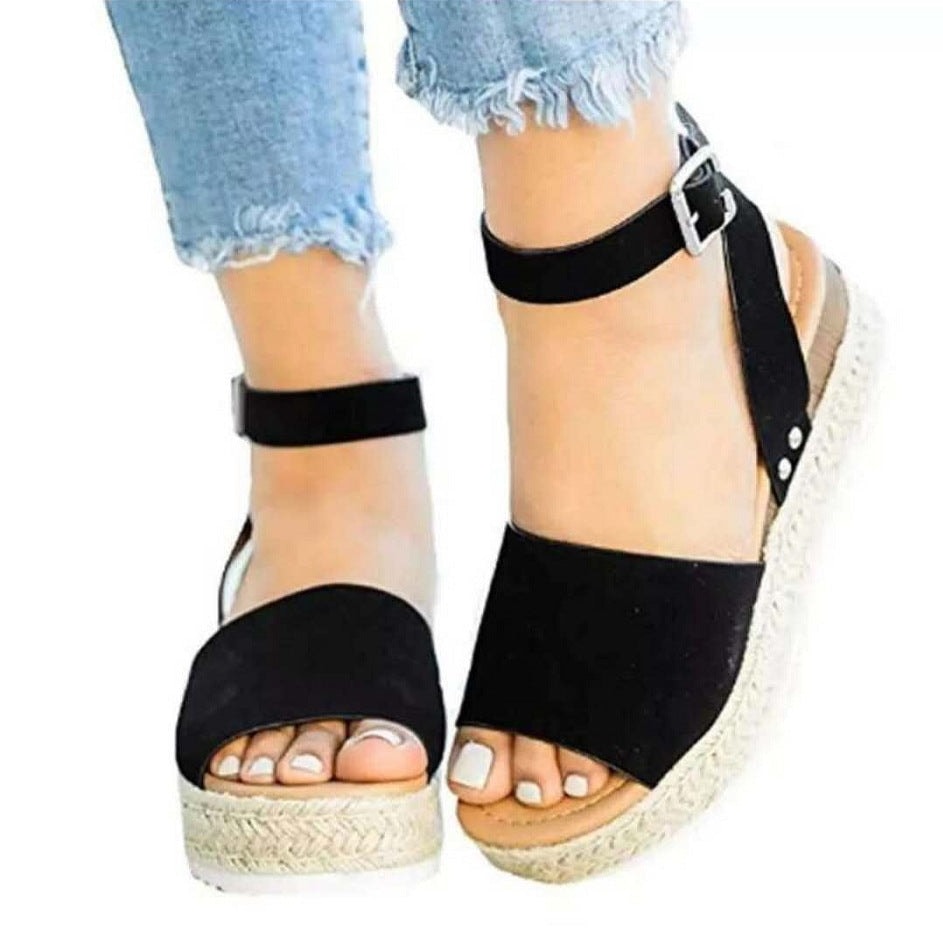 Amanda Cushioned Platform Ankle Strap Sandals for Women with Espadrille Sole