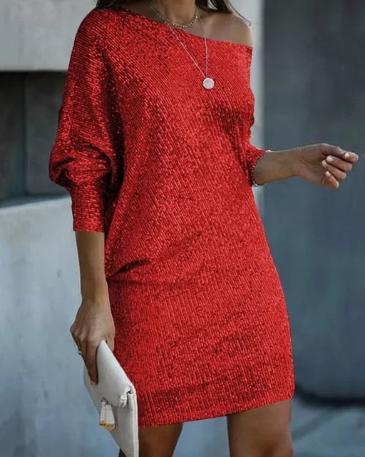 Aurélie Fontaine One Shoulder Sequin Mini Dress for Cocktail Parties