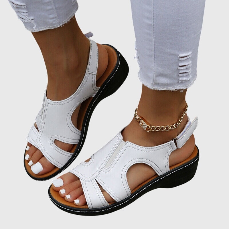 Celeste Comfortable Slingback Wedge Sandals with Cut-Out Detail and Adjustable Strap