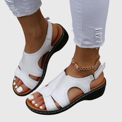 Celeste Comfortable Slingback Wedge Sandals with Cut-Out Detail and Adjustable Strap