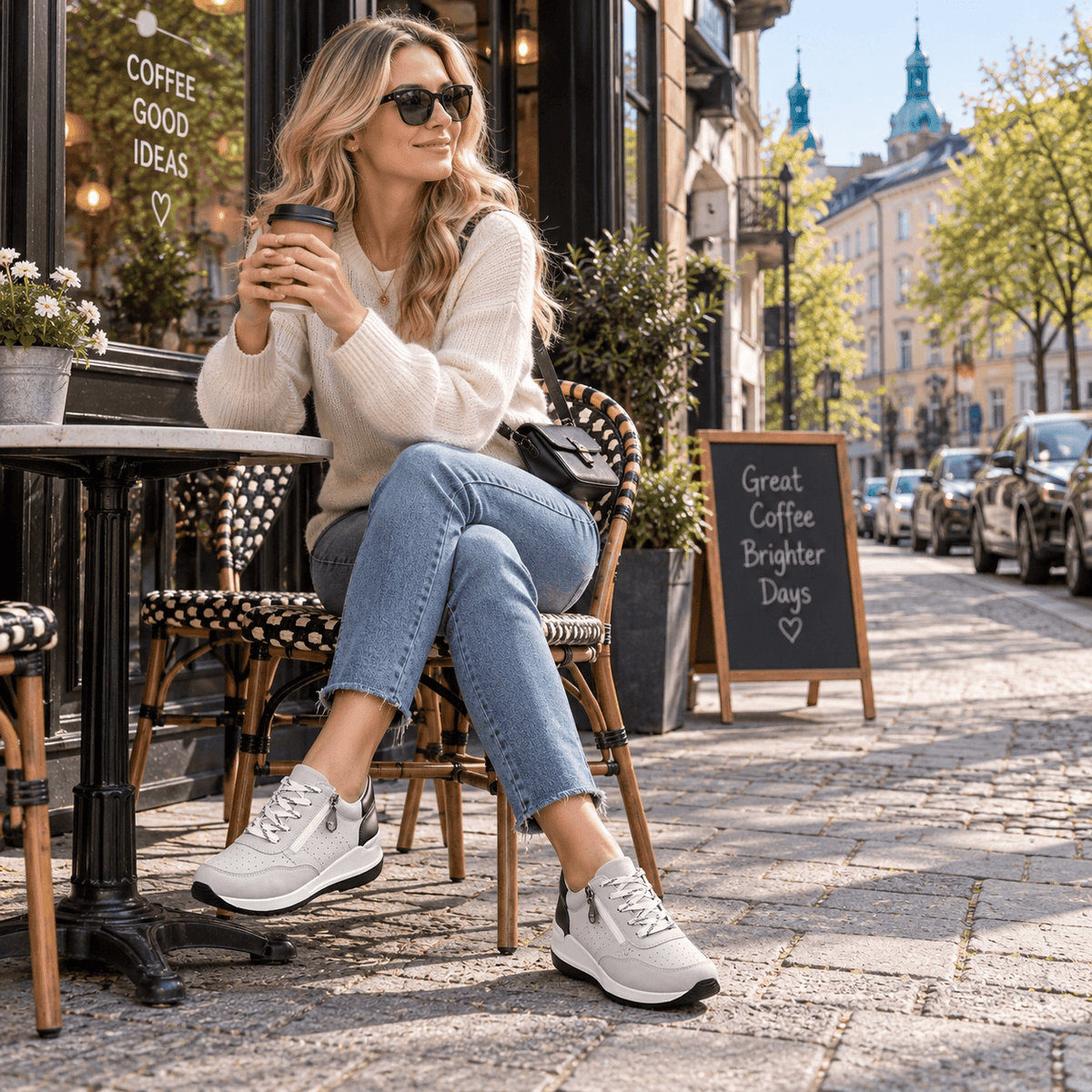 Orthopedic Lace-Up Sneakers with Side Zip and Supportive Raised Sole