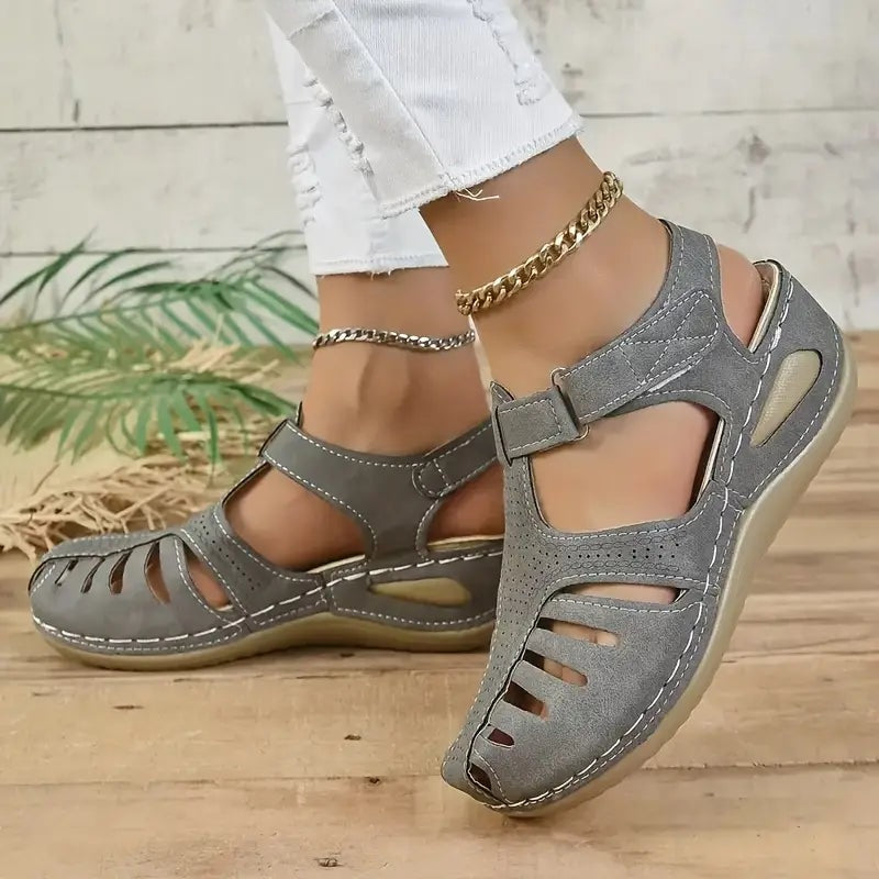 Comfortable Closed-Toe Orthopedic Wedge Sandals with Adjustable Ankle Strap