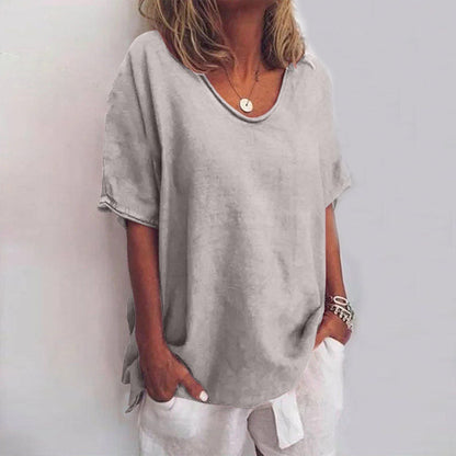 Lyra Women's Loose-Fit Short Sleeve Blouse Top