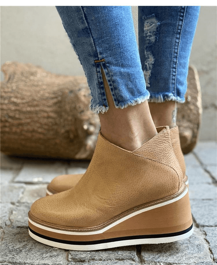 Madeline Rossi Platform Ankle Boots with Side Zip for Women