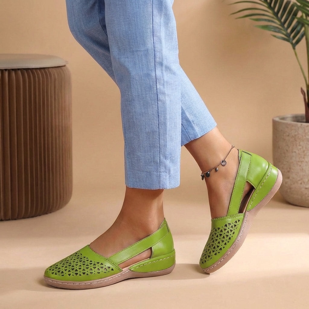 Perforated Slip-On Loafers with Side Cut-Outs and Low Flexible Sole