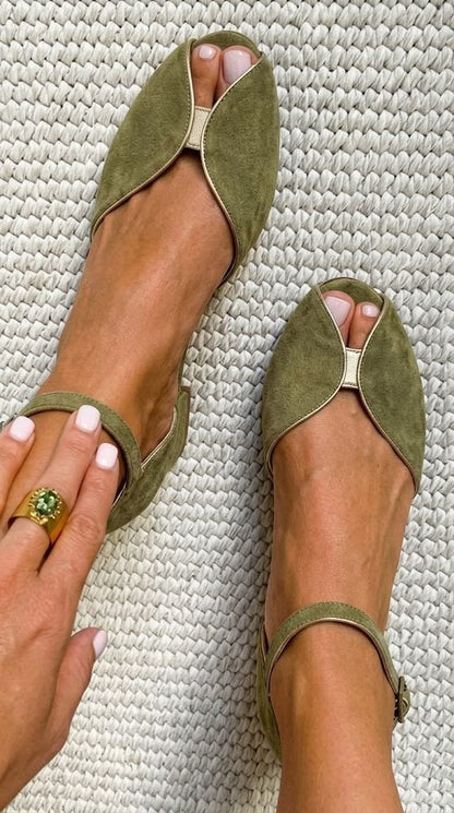 Women's Suede Ankle-Strap Sandals with Cushioned Footbed