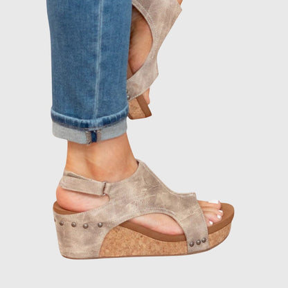 Adela Women's Cushioned Wedge Sandals with Buckle Closure