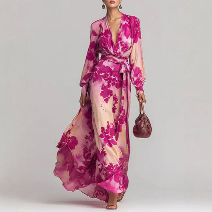 Aurora Sinclair Floral Chiffon Wrap Maxi Dress for Women
