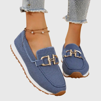 Lili Women's Slip-On Textile Sneakers with Cushioned Sole and Bit-Buckle Detail