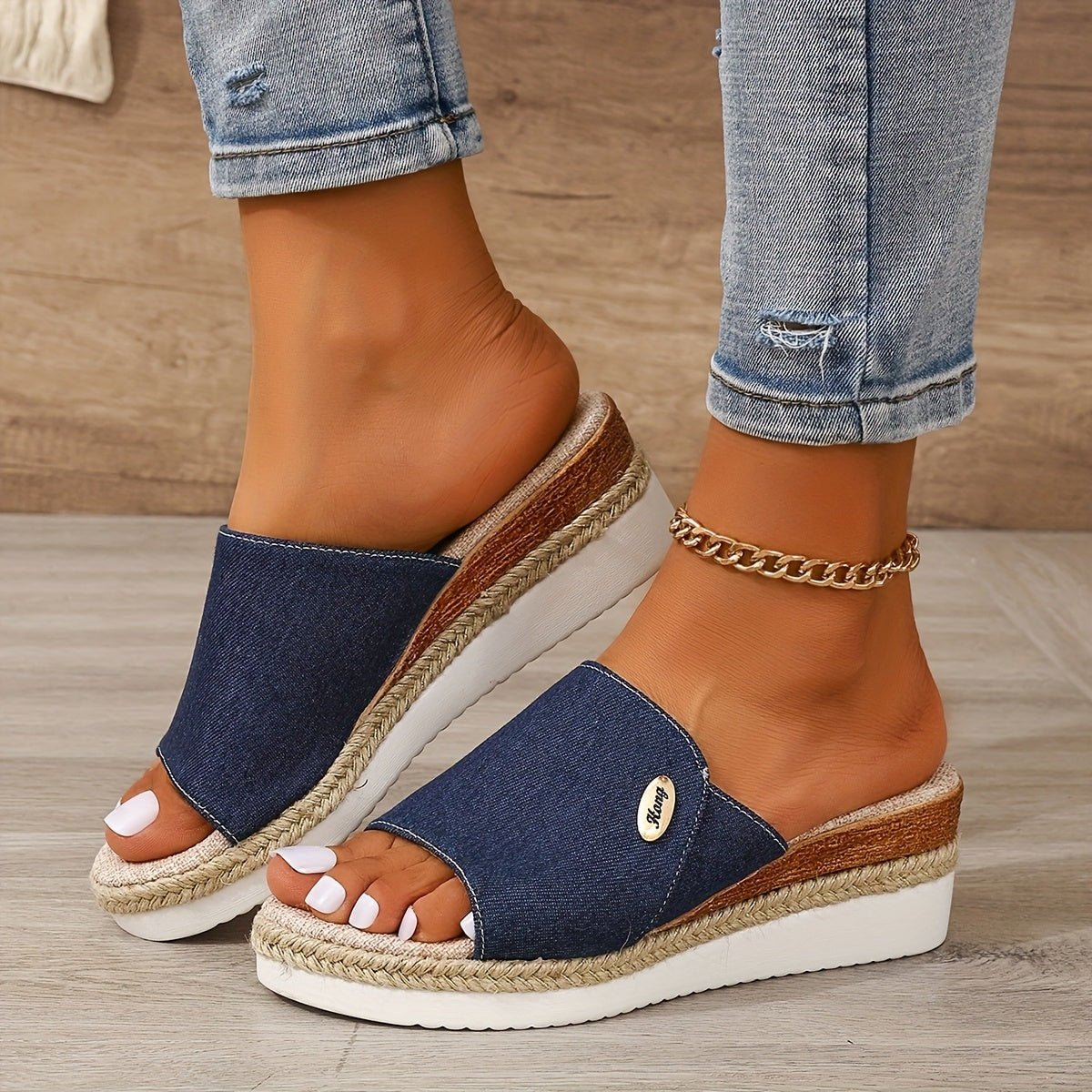 Marina Beckett Woven Espadrille Platform Wedge Sandals with Open Toe