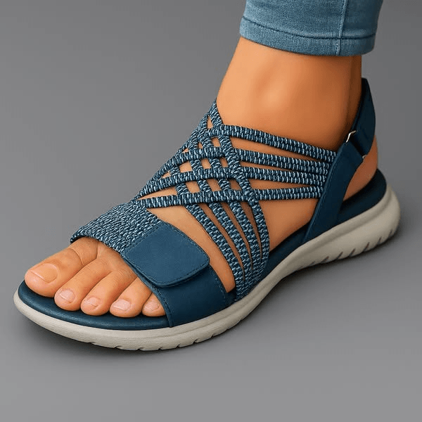 Orthopedic Flat Sandals with Strappy Criss-Cross Upper and Adjustable Straps