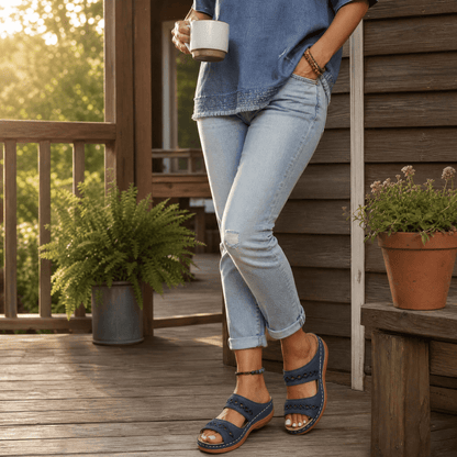 Women's Cushioned Wedge Sandals with Arch Support Footbed