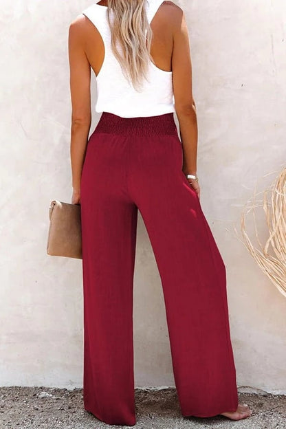 Sharon High-Waisted Linen Wide-Leg Tailored Pants for Women