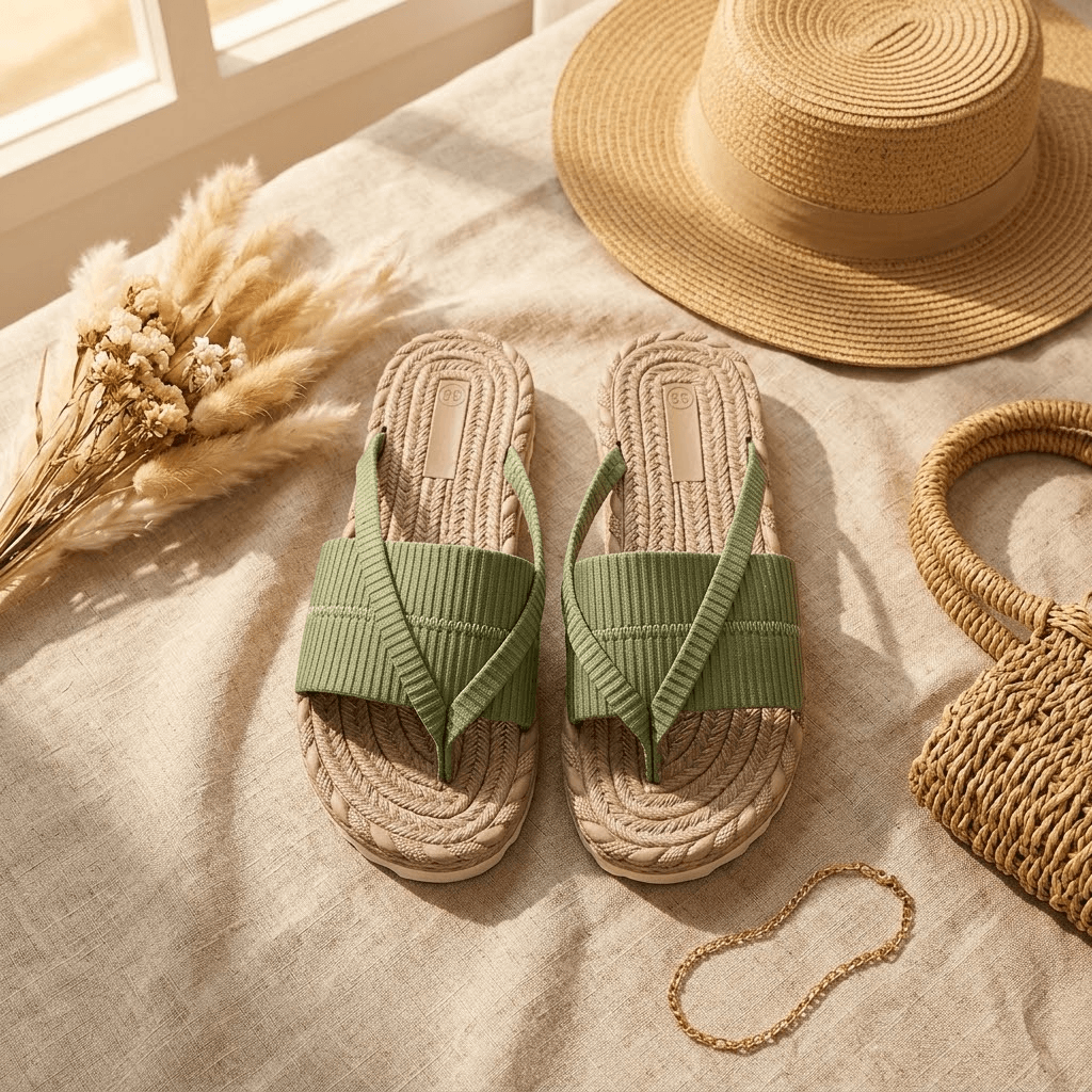 Lunara Women's Cushioned Crossover Slide Sandals with Espadrille Sole