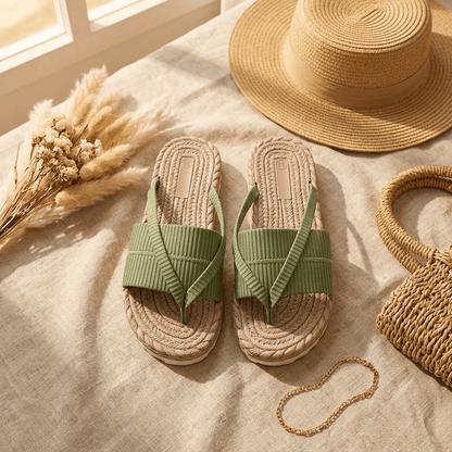 Lunara Women's Cushioned Crossover Slide Sandals with Espadrille Sole