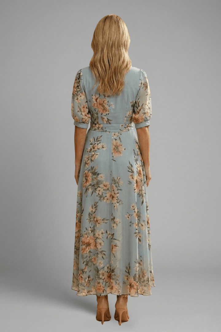 Elena Whitmore Floral Wrap Maxi Dress with Waist Tie