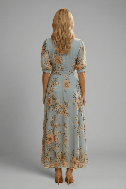 Elena Whitmore Floral Wrap Maxi Dress with Waist Tie