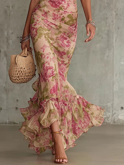 Charlotte Reynolds Floral Mermaid Maxi Christmas Dress for Women