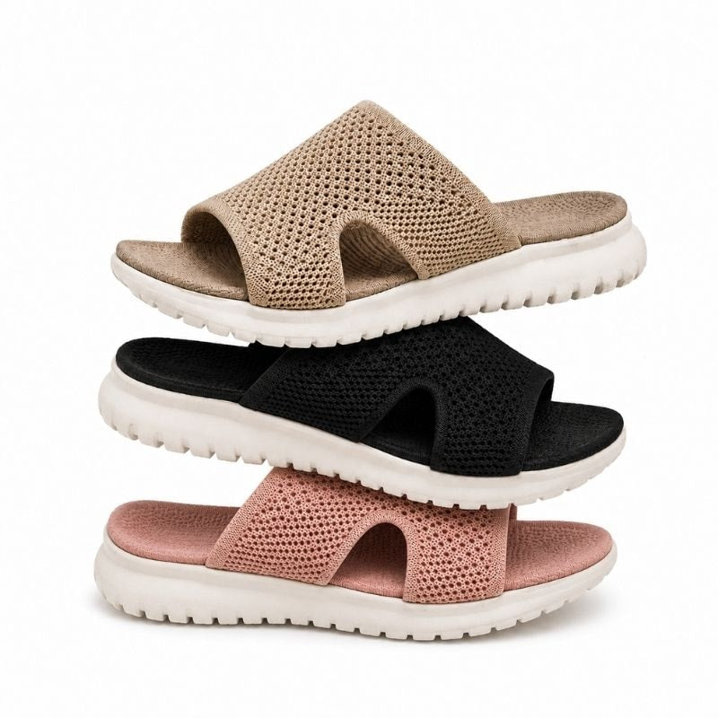 Comfortable Breathable Perforated Slide Sandals with Chunky Sole for Summer