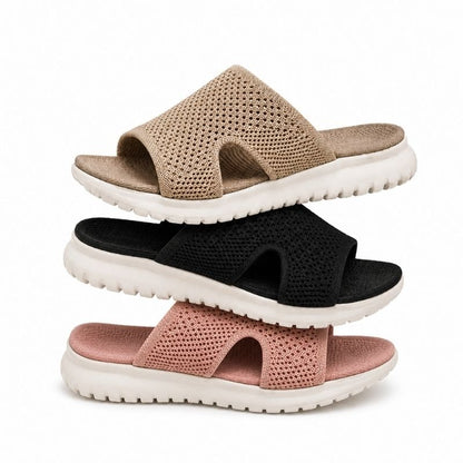 Comfortable Breathable Perforated Slide Sandals with Chunky Sole for Summer
