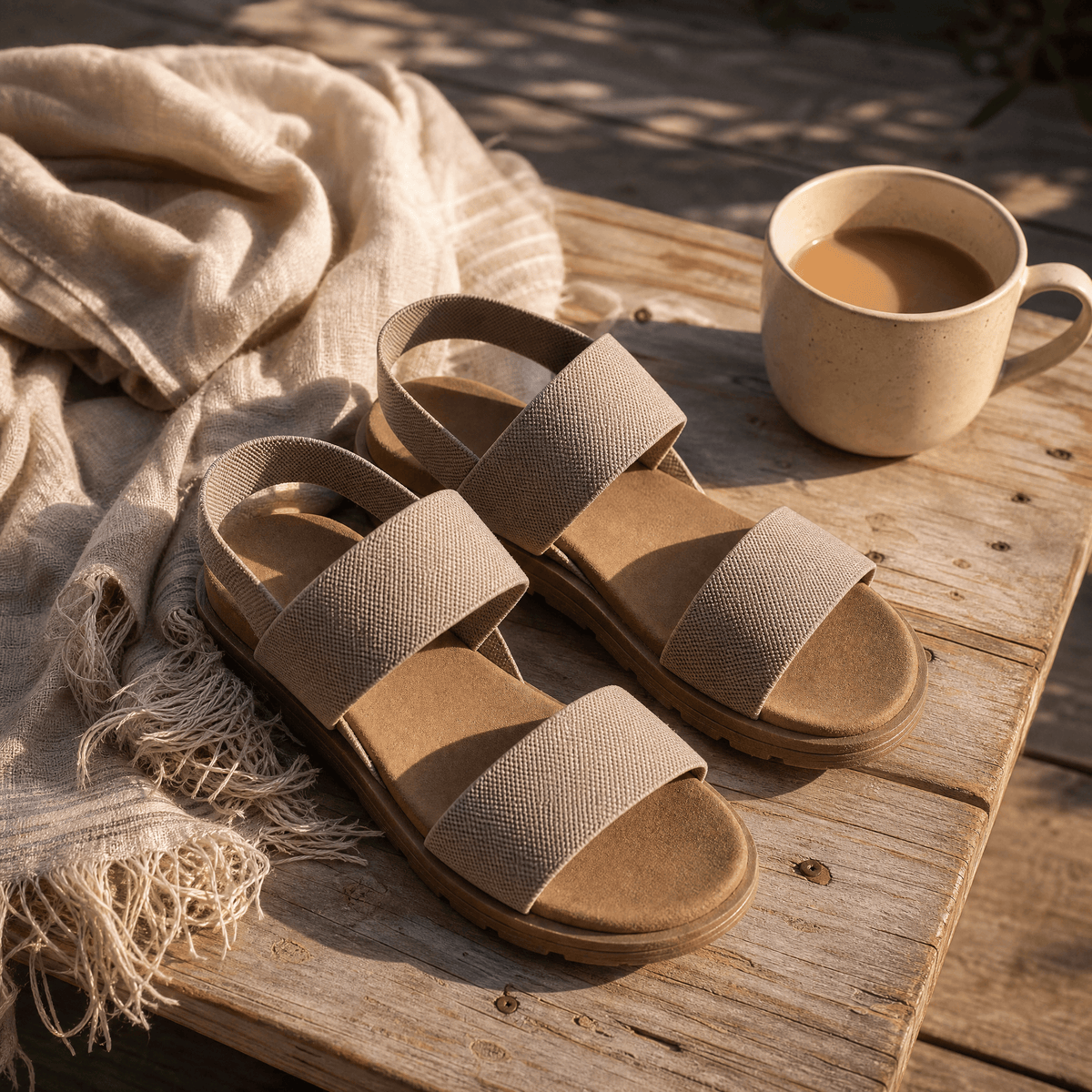 Women's Stretch-Strap Cushioned Sandals with Non-Slip Sole