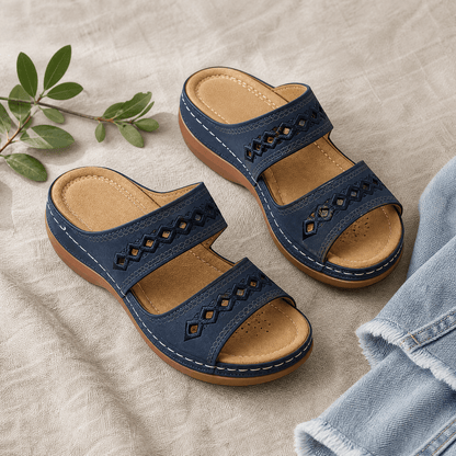 Women's Cushioned Wedge Sandals with Arch Support Footbed
