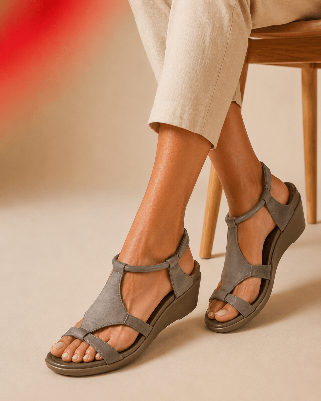 Sharon Comfortable Orthopedic Wedge Sandals with Ankle Strap and Open Toe