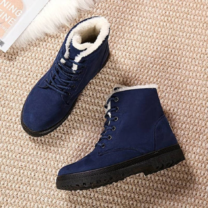 Fur Lined Lace-Up Winter Ankle Shoes with Warm Comfort Fit