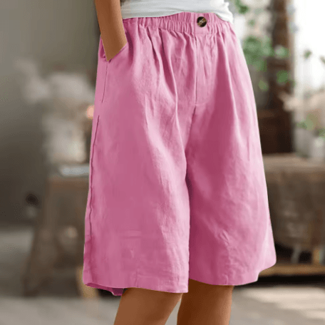 Renee Tailored Linen Shorts with Elasticated Pleated Waist