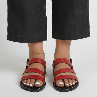 Women's Cushioned Flat Sandals with Back Strap