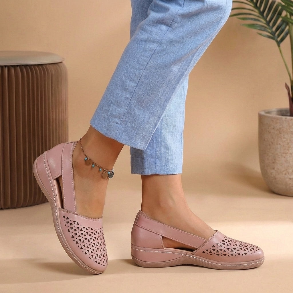 Perforated Slip-On Loafers with Side Cut-Outs and Low Flexible Sole