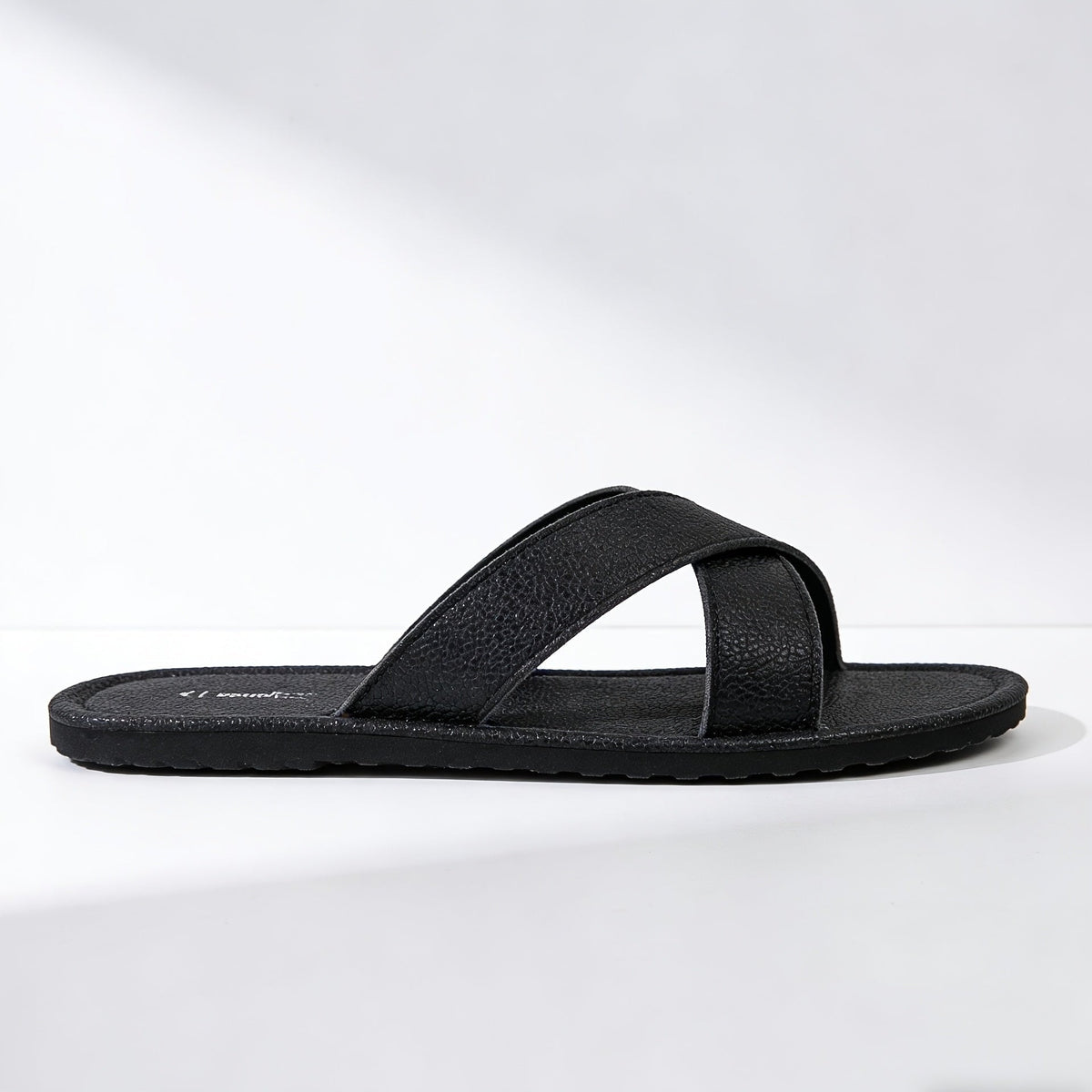 Men's Cross-Strap Slip-On Sandals with Flat Cushioned Sole