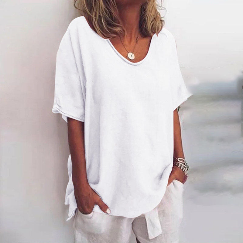 Lyra Women's Loose-Fit Short Sleeve Blouse Top