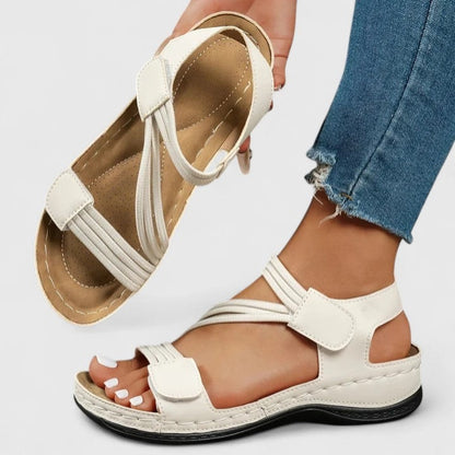 Delvaine Orthopedic Wedge Sandals with Open Toe and Adjustable Elastic Straps
