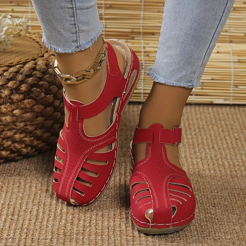 Comfortable Closed-Toe Orthopedic Wedge Sandals with Adjustable Ankle Strap
